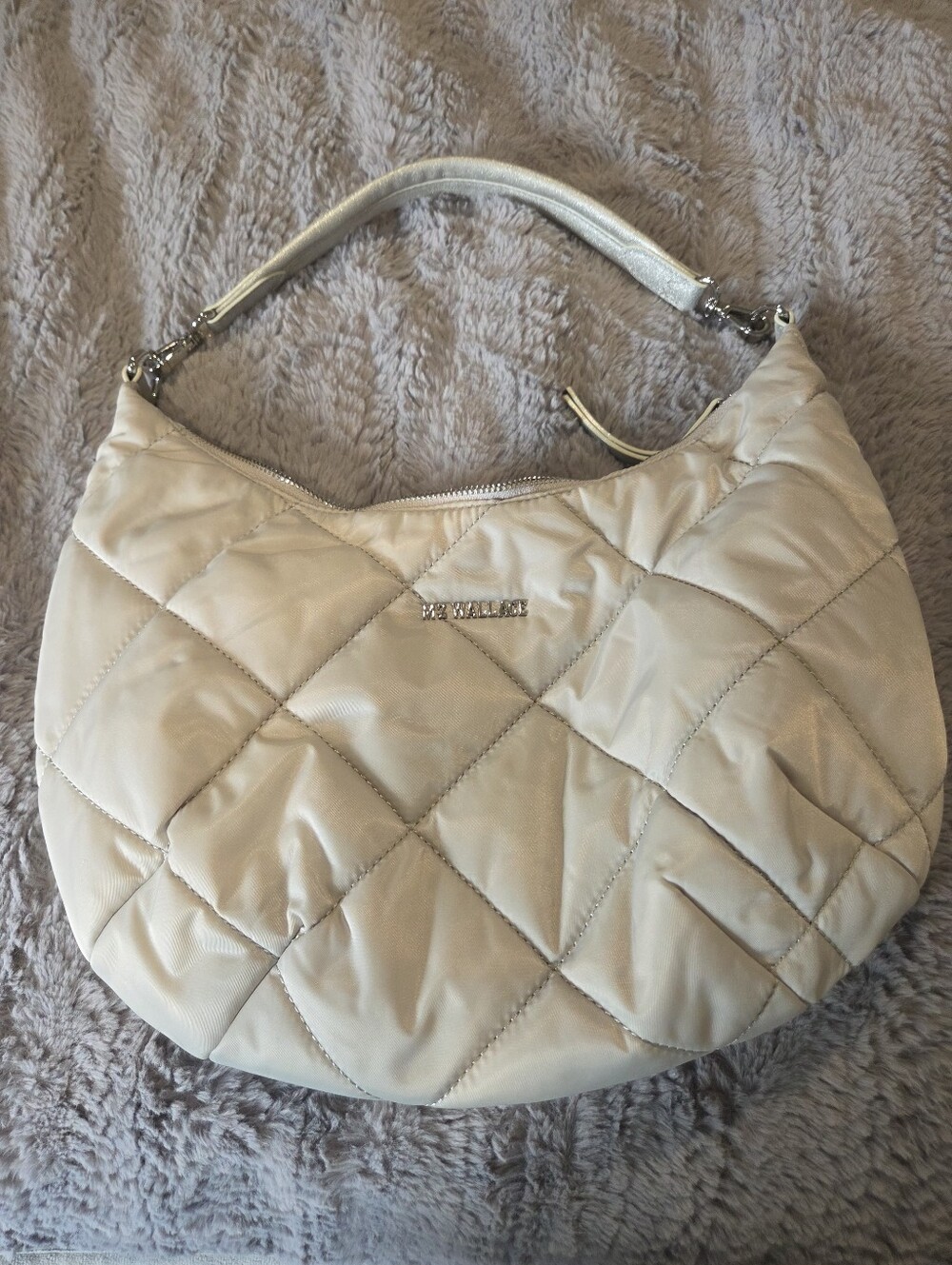 MZ Wallace Quilted Gray Shoulder Hobo